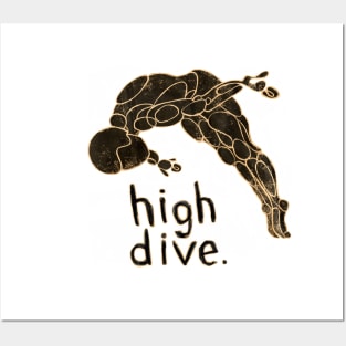 cliff diver, high diver, springboard diving, high dive Posters and Art